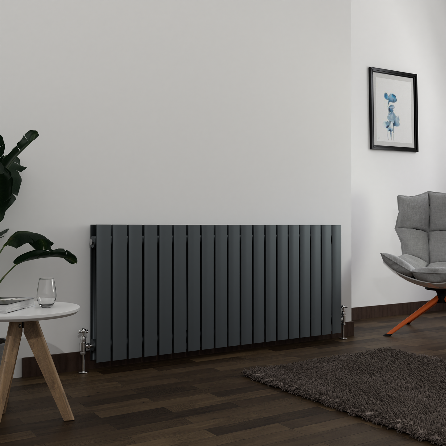 H600mm x W1156mm Double Flat Panel Anthracite Horizontal Designer Radiator