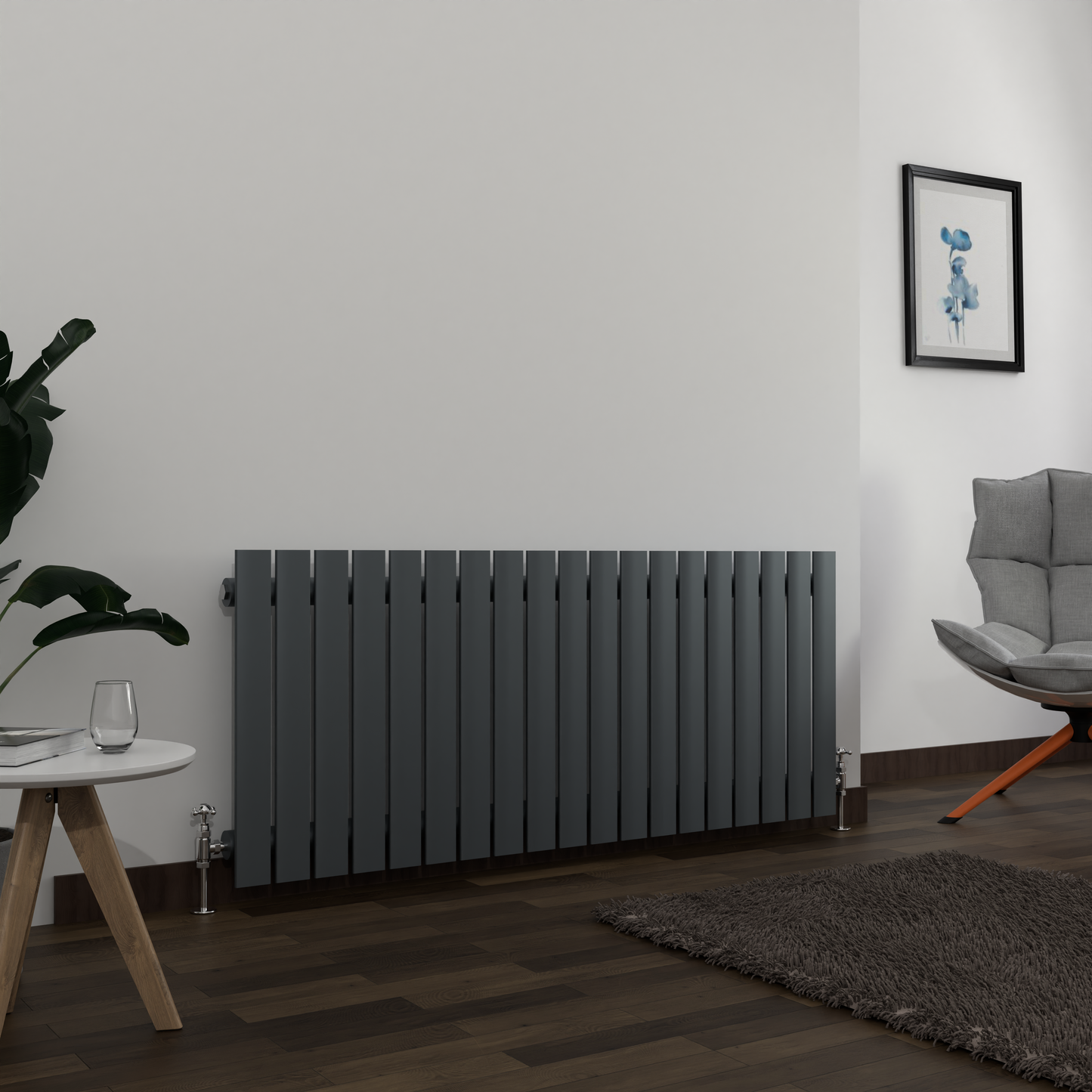 H600mm x W1020mm Double Flat Panel Anthracite Horizontal Designer Radiator