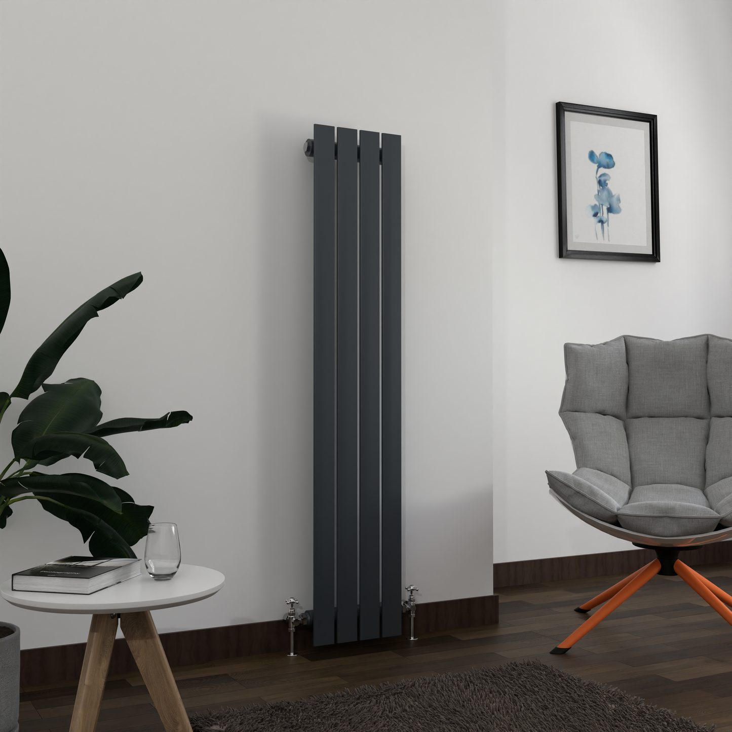 H1800mm x W544mm Double Flat Panel Anthracite Vertical Designer Radiator