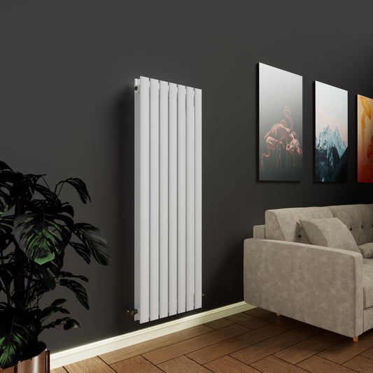 H1800mm x W544mm Double Flat Panel White Vertical Designer Radiator