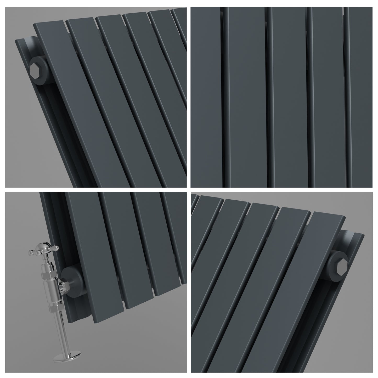H600mm x W1020mm Double Flat Panel Anthracite Horizontal Designer Radiator