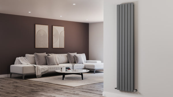H1800mm x W408mm Double Flat Panel Anthracite Vertical Designer Radiator