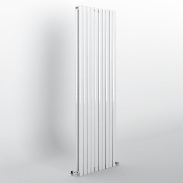 White Oval Panel Vertical Designer Radiator 1800 x 590mm (Double Panel)