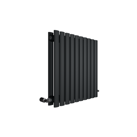H600mm x W1180mm Double Oval Panel Anthracite Horizontal Designer Radiator