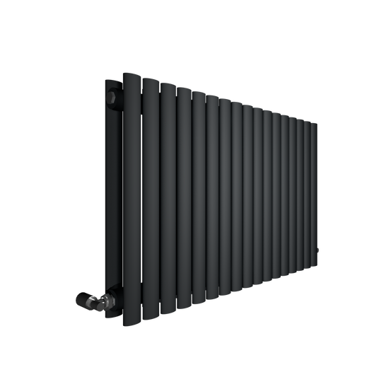 H600mm x W1416mm Double Oval Panel Anthracite Horizontal Designer Radiator
