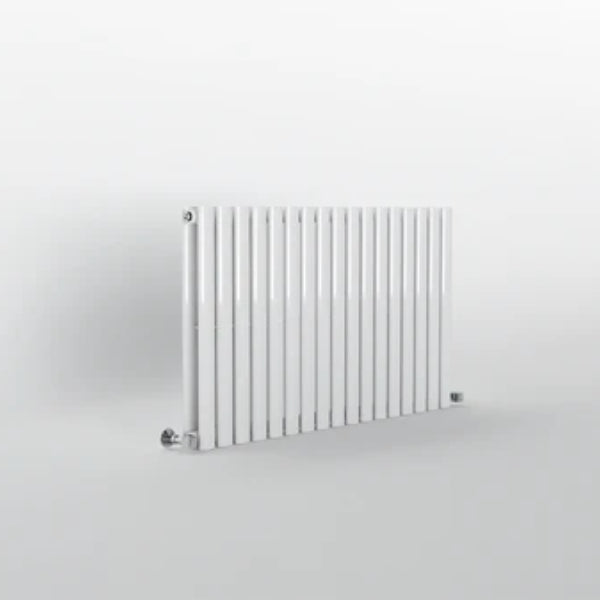 White Oval_Double_Anthracite_ radiator on a white background