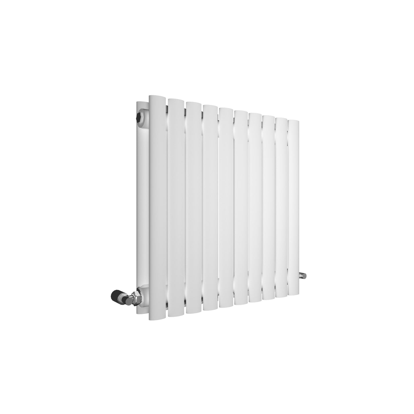 H600mm x W1003mm Double Oval Panel White Horizontal Designer Radiator