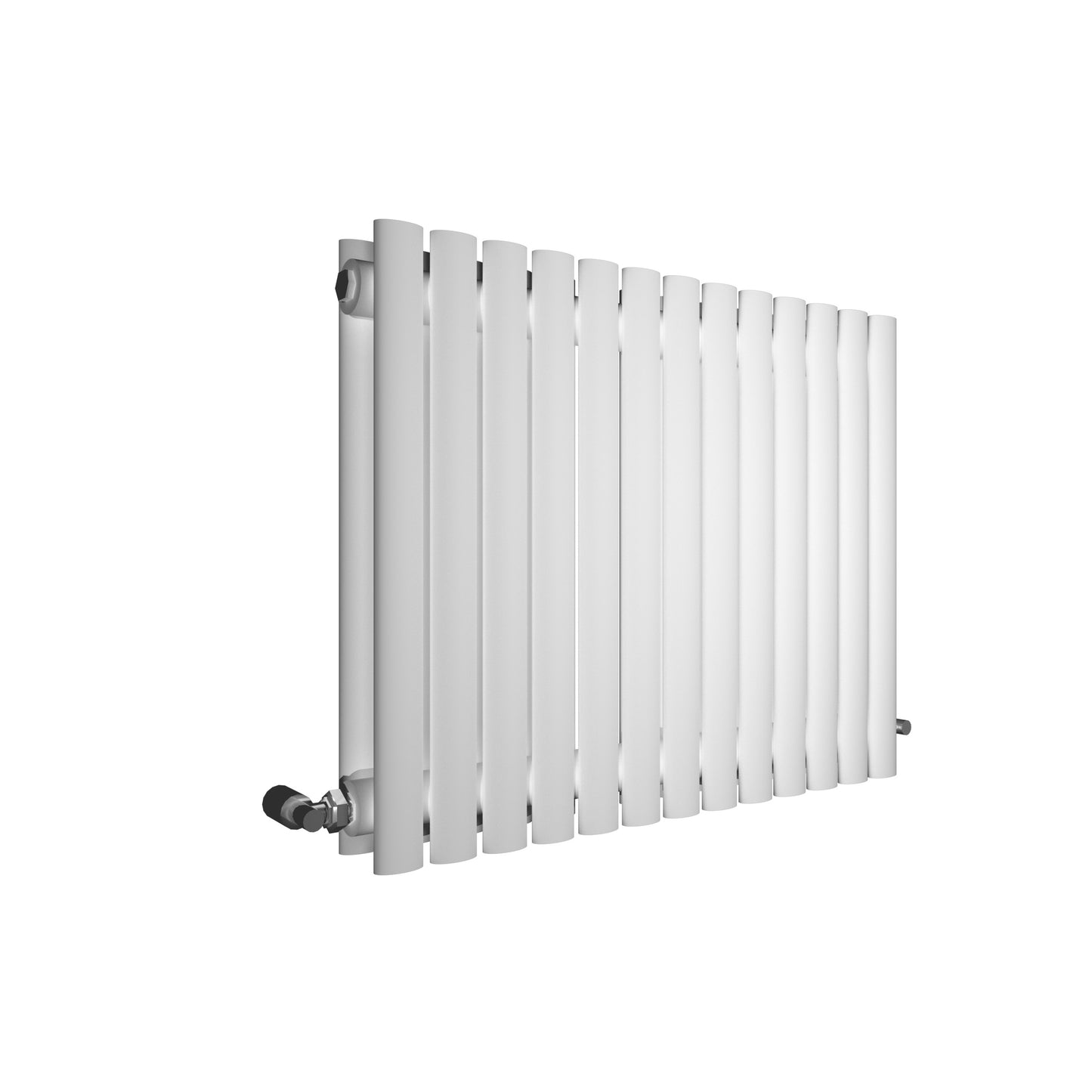 H600mm x W1180mm Double Oval Panel White Horizontal Designer Radiator
