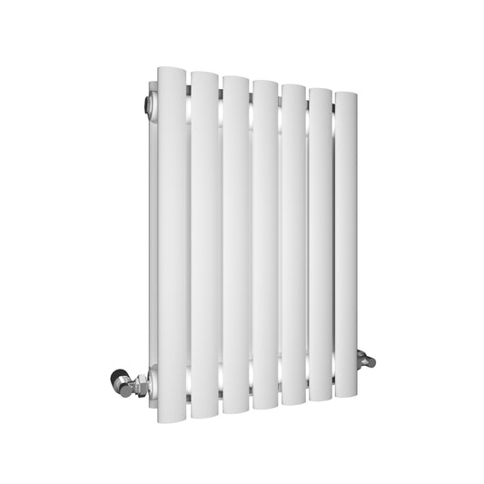 H600mm x W1003mm Double Oval Panel White Horizontal Designer Radiator
