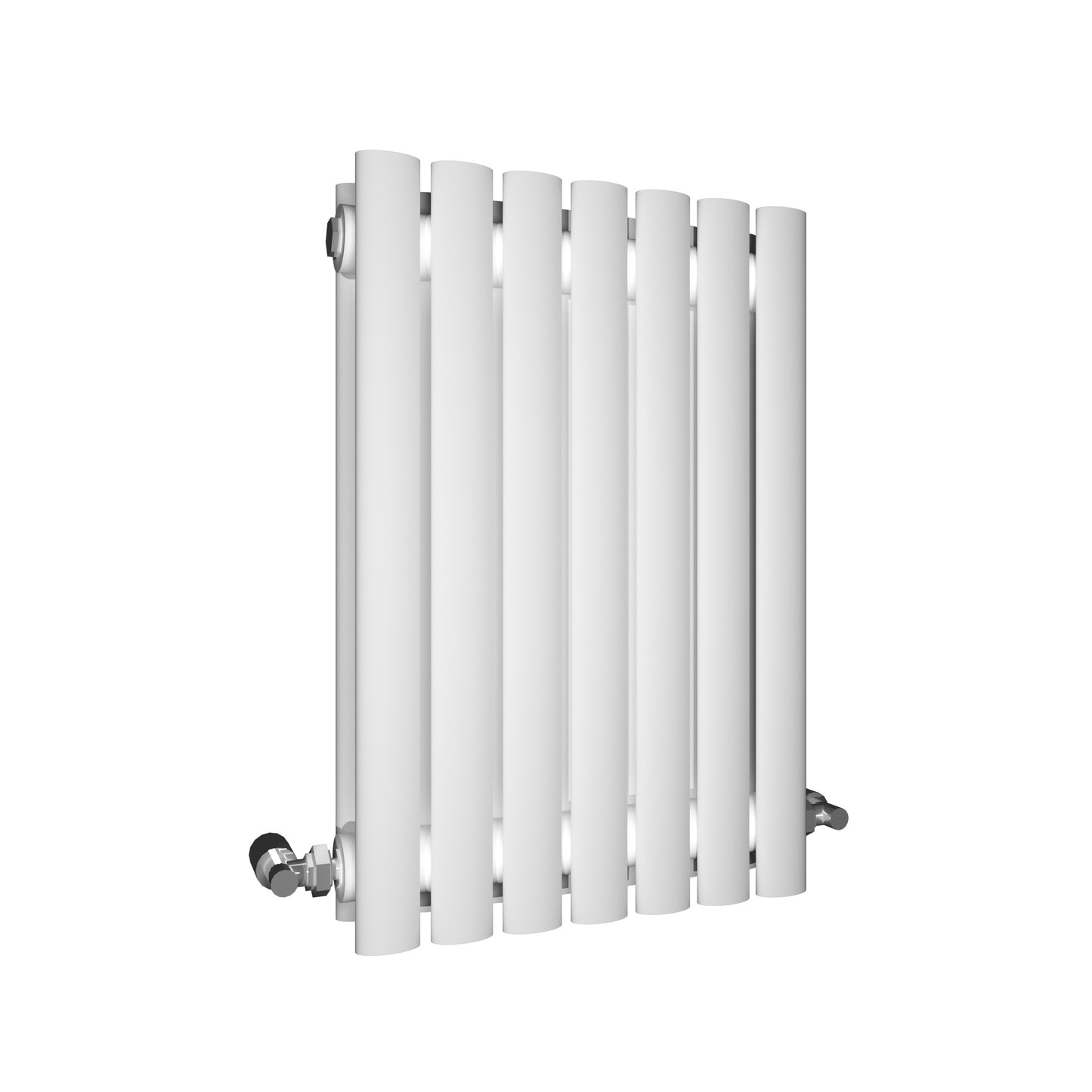 sample image of oval panel white horizontal designer radiator with vertical panels with white background