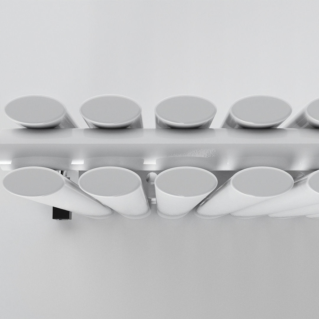 White Oval Panel Horizontal Designer Radiator 600 x 1416mm (Double Panel)