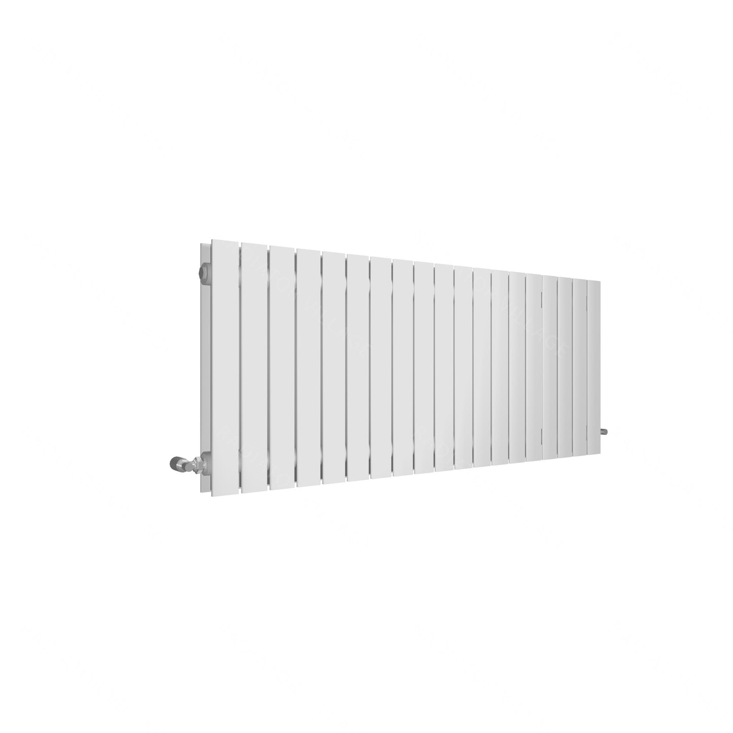 H600mm x W1428mm Double Flat Panel White Horizontal Designer Radiator