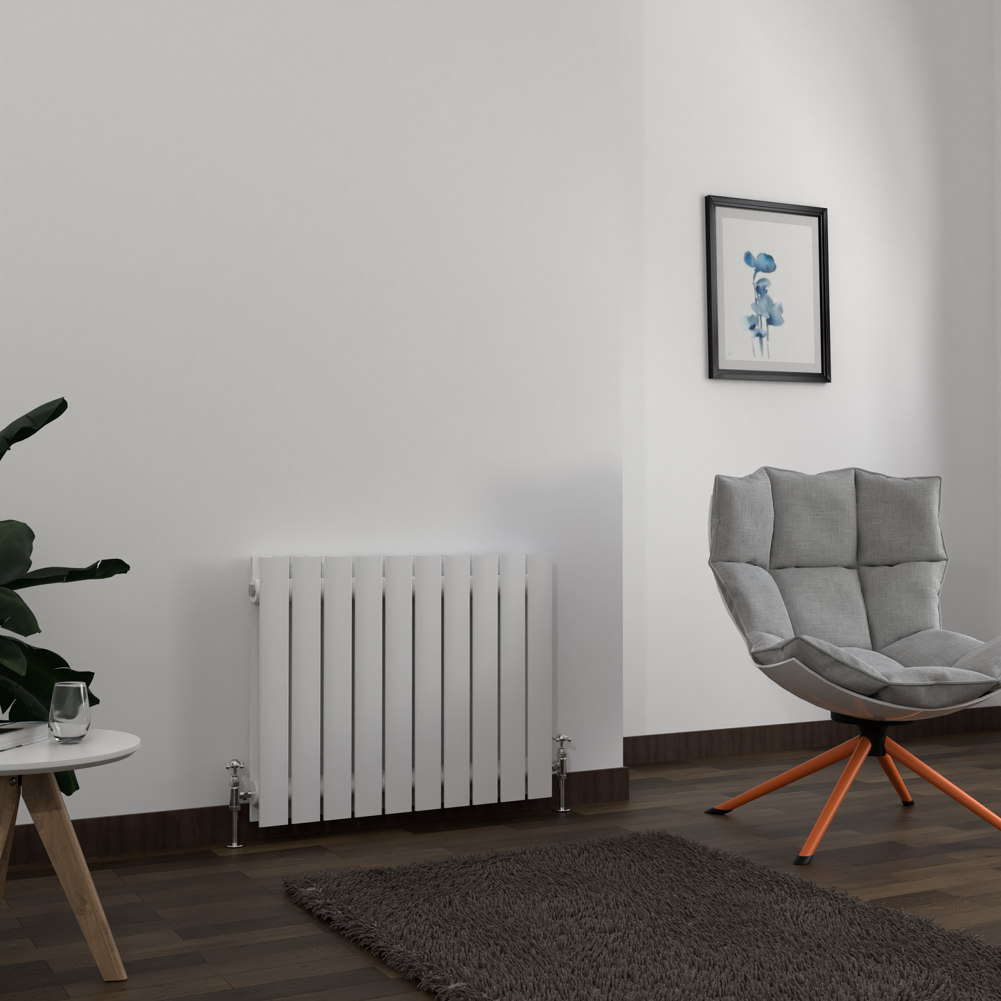 H600mm x W1428mm Double Flat Panel White Horizontal Designer Radiator