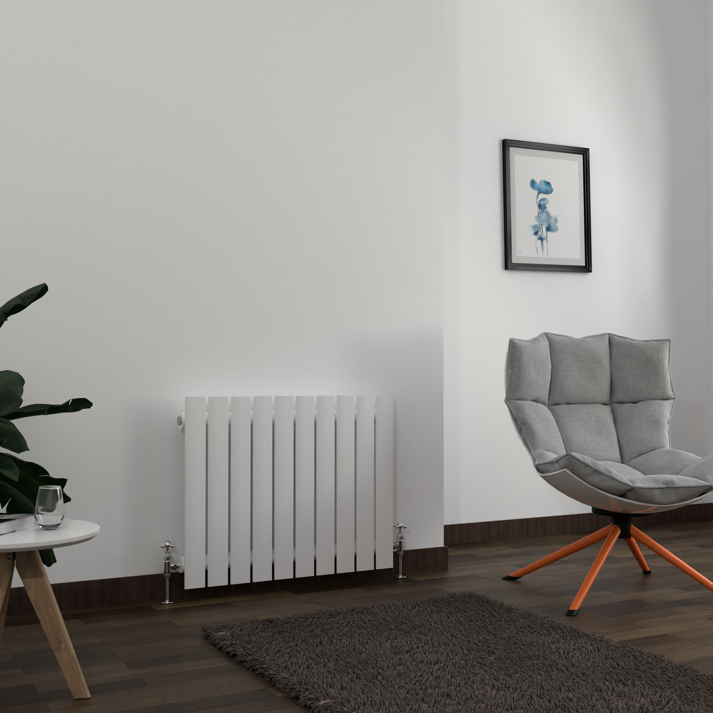 H600mm x W1428mm Double Flat Panel White Horizontal Designer Radiator