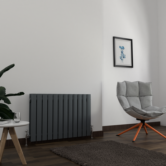 H600mm x W884mm Double Flat Panel Anthracite Horizontal Designer Radiator