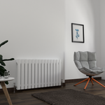 H600mm x W1428mm Double Flat Panel White Horizontal Designer Radiator