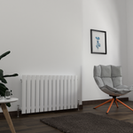 H600mm x W1428mm Double Flat Panel White Horizontal Designer Radiator