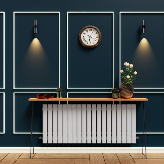 H600mm x W1020mm Double Flat Panel White Horizontal Designer Radiator