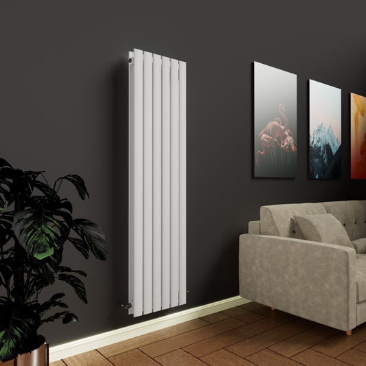H1600mm x W544mm Double Flat Panel White Vertical Designer Radiator