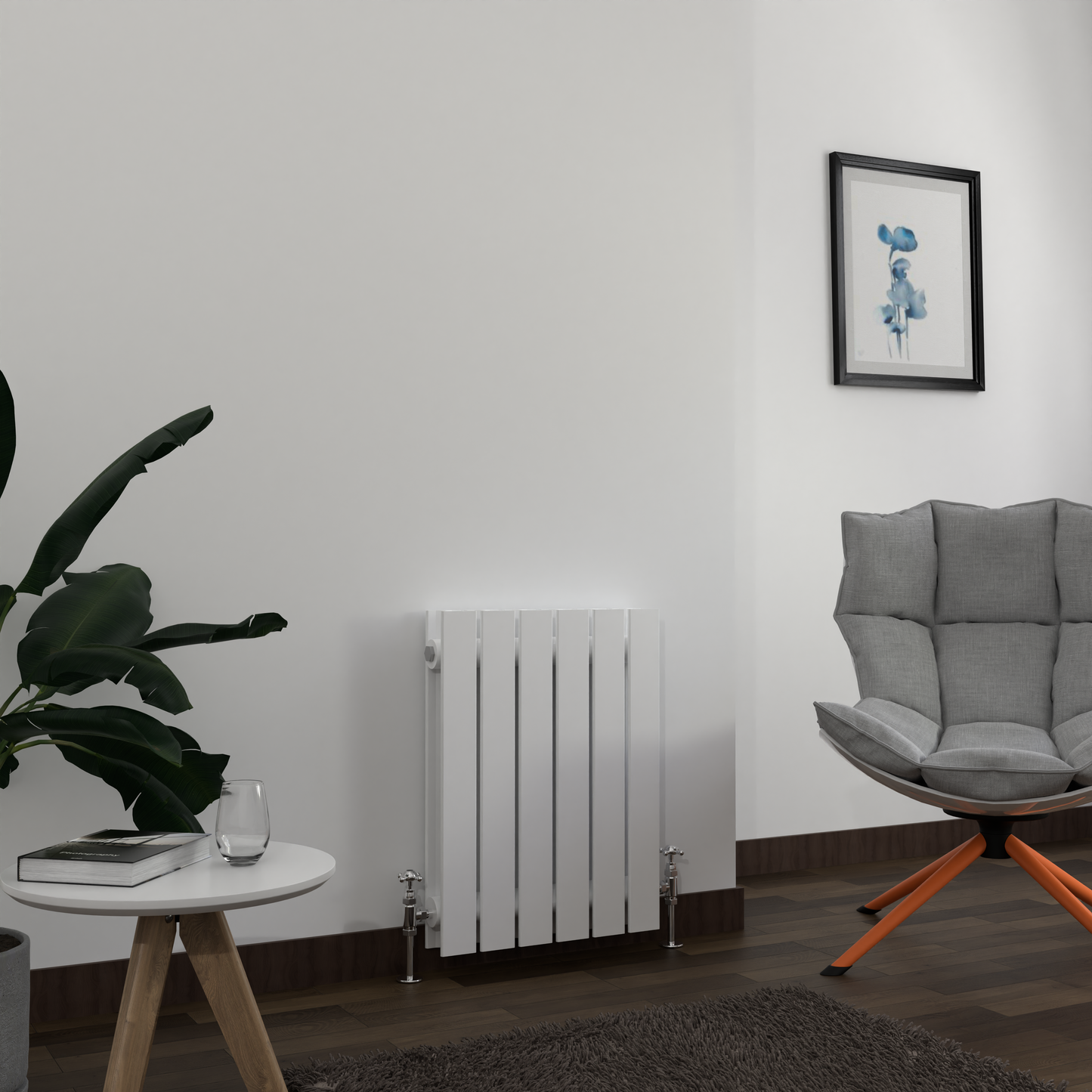 H600mm x W1428mm Double Flat Panel White Horizontal Designer Radiator