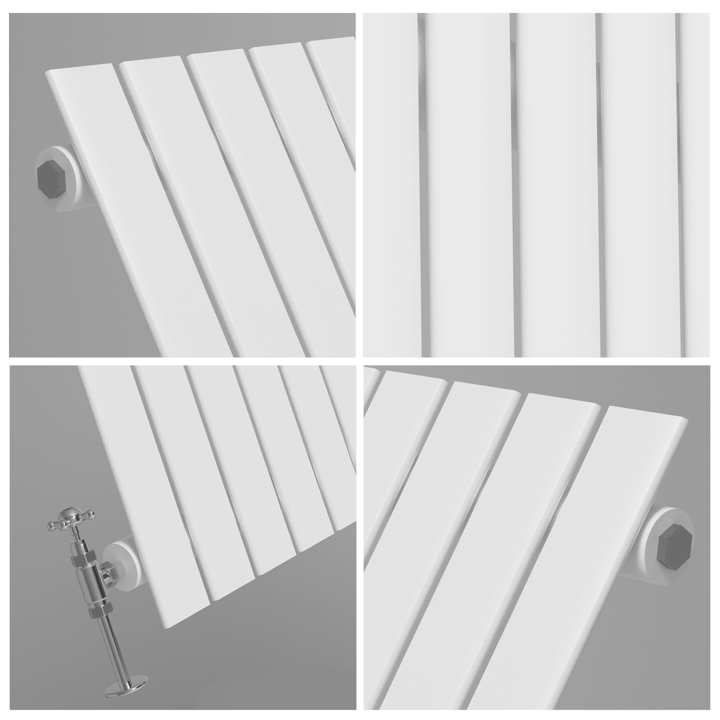 H1600mm x W544mm Double Flat Panel White Vertical Designer Radiator
