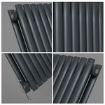 H1600mm x W472mm Double Oval Panel Anthracite Vertical Designer Radiator