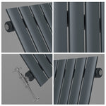 H600mm x W1416mm Double Oval Panel Anthracite Horizontal Designer Radiator