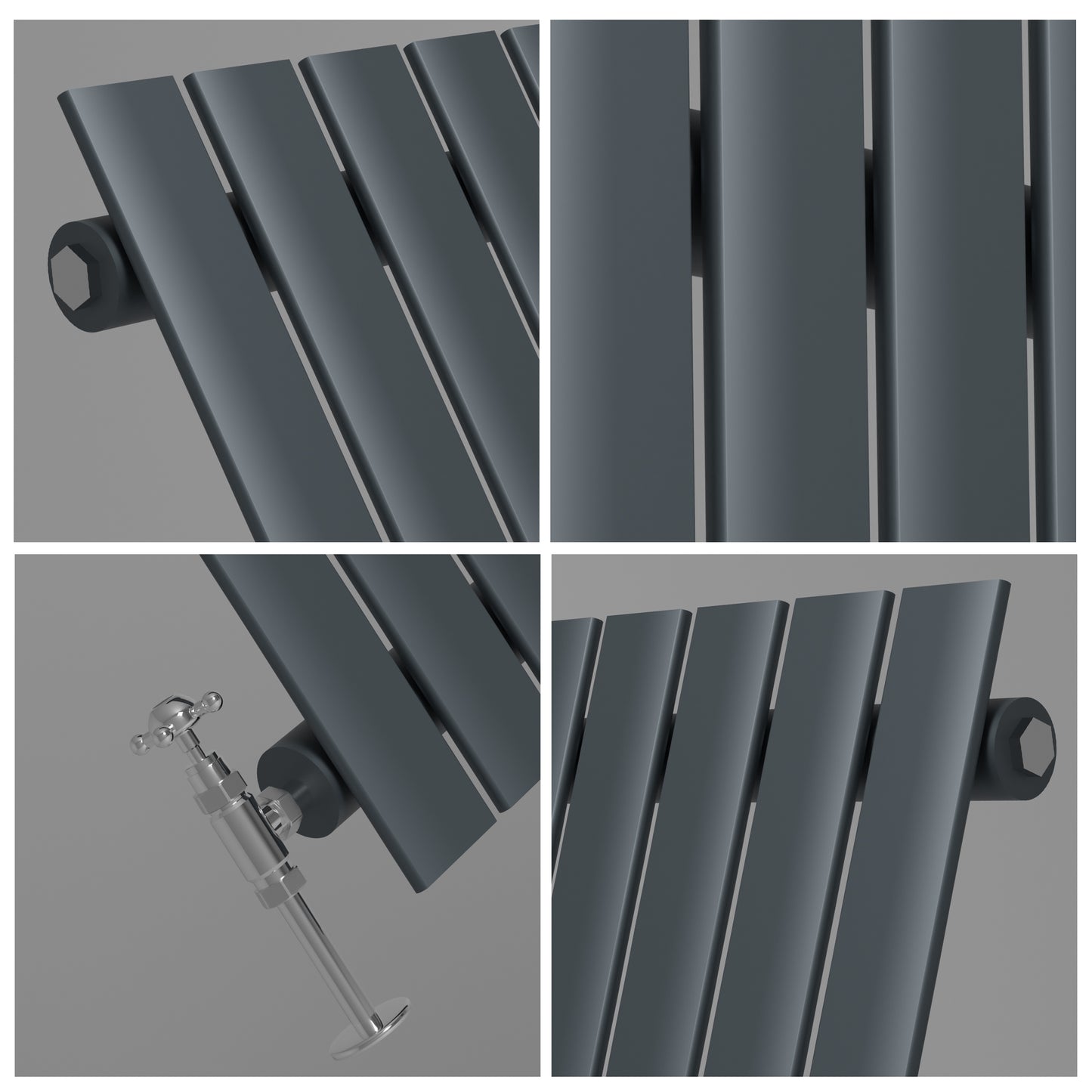 H600mm x W1416mm Double Oval Panel Anthracite Horizontal Designer Radiator