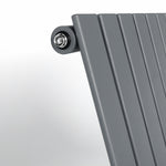 closeup of a  Designer Gray radiator on a white background