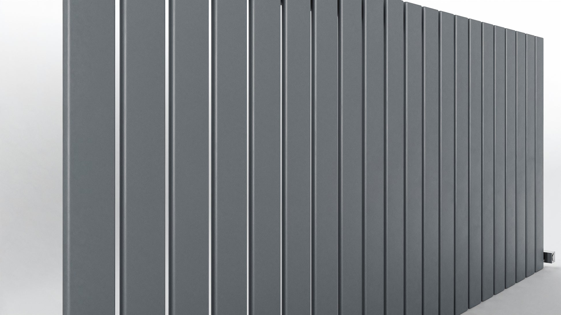 Gray Flat panel horizontal radiator on a white background