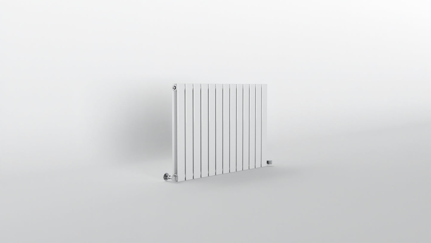 H600mm x W884mm Double Flat Panel White Horizontal Designer Radiator