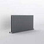 Gray double Flat panel horizontal horizontal radiator on a white background