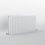 H600mm x W1428mm Double Flat Panel White Horizontal Designer Radiator