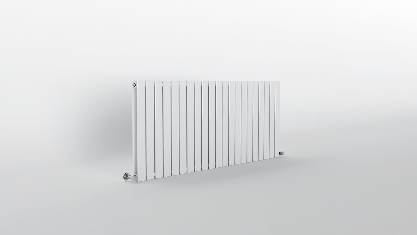 H600mm x W1428mm Double Flat Panel White Horizontal Designer Radiator