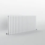 Designer Flat panel horizontal White radiator on a white background