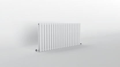 H600mm x W1428mm Double Flat Panel White Horizontal Designer Radiator
