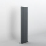 Modern Flat panel grey Vertical radiator on a white background