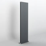 Vertical radiator Flat panel grey l on a light gray background