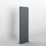 Flat panel grey designer Vertical radiator on a white background