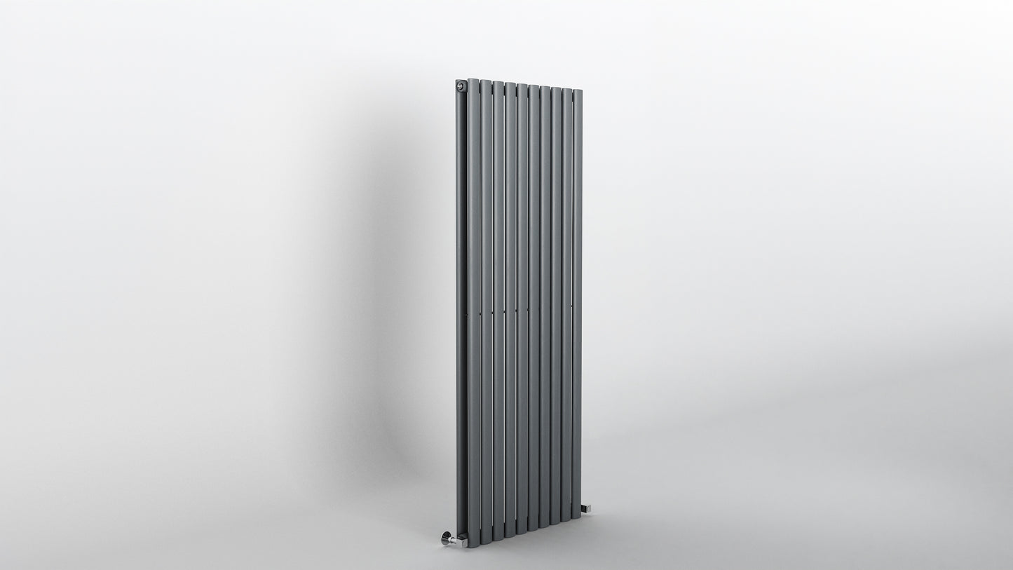 H1600mm x W590mm Double Oval Panel Anthracite Vertical Designer Radiator