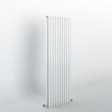 White oval vertical radiator 1600x590mm on grey background