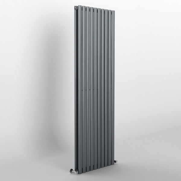 Anthracite Oval Panel Vertical Designer Radiator 1800 x 590mm (Double Panel)