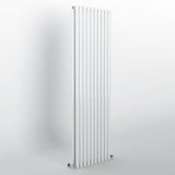 Oval white vertical designer radiator 1800x590mm front view