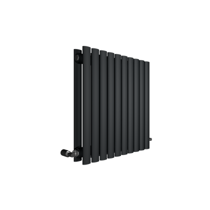 H600mm x W1180mm Double Oval Panel Anthracite Horizontal Designer Radiator