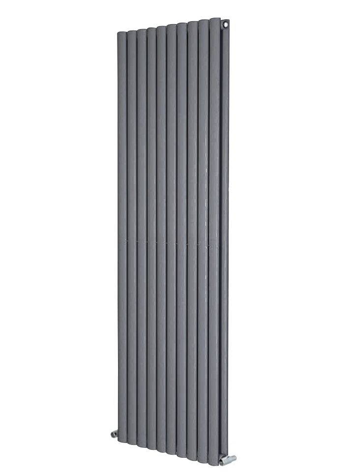 H1800mm x W590mm Double Oval Panel Anthracite Vertical Designer Radiator