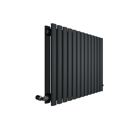 H600mm x W1003mm Double Oval Panel Anthracite Horizontal Designer Radiator