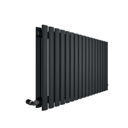 H600mm x W1003mm Double Oval Panel Anthracite Horizontal Designer Radiator