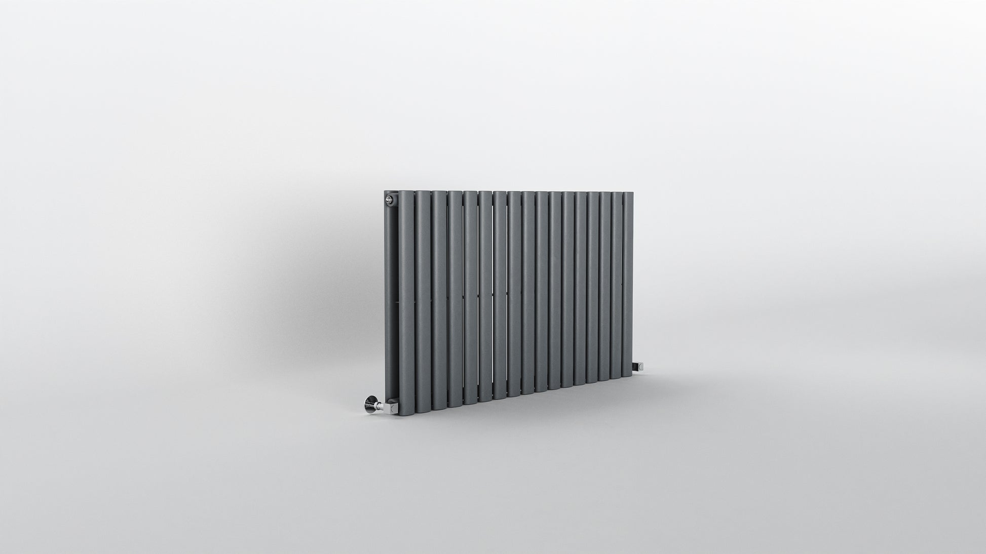 Oval anthracite horizontal designer
radiator 600x1003mm double panel front view