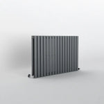 Black horizontal radiator on a white background