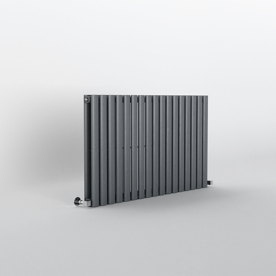 Anthracite Oval Panel Horizontal Designer Radiator 600 x 1003mm (Double Panel)
